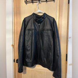 Black, faux leather, medium jacket